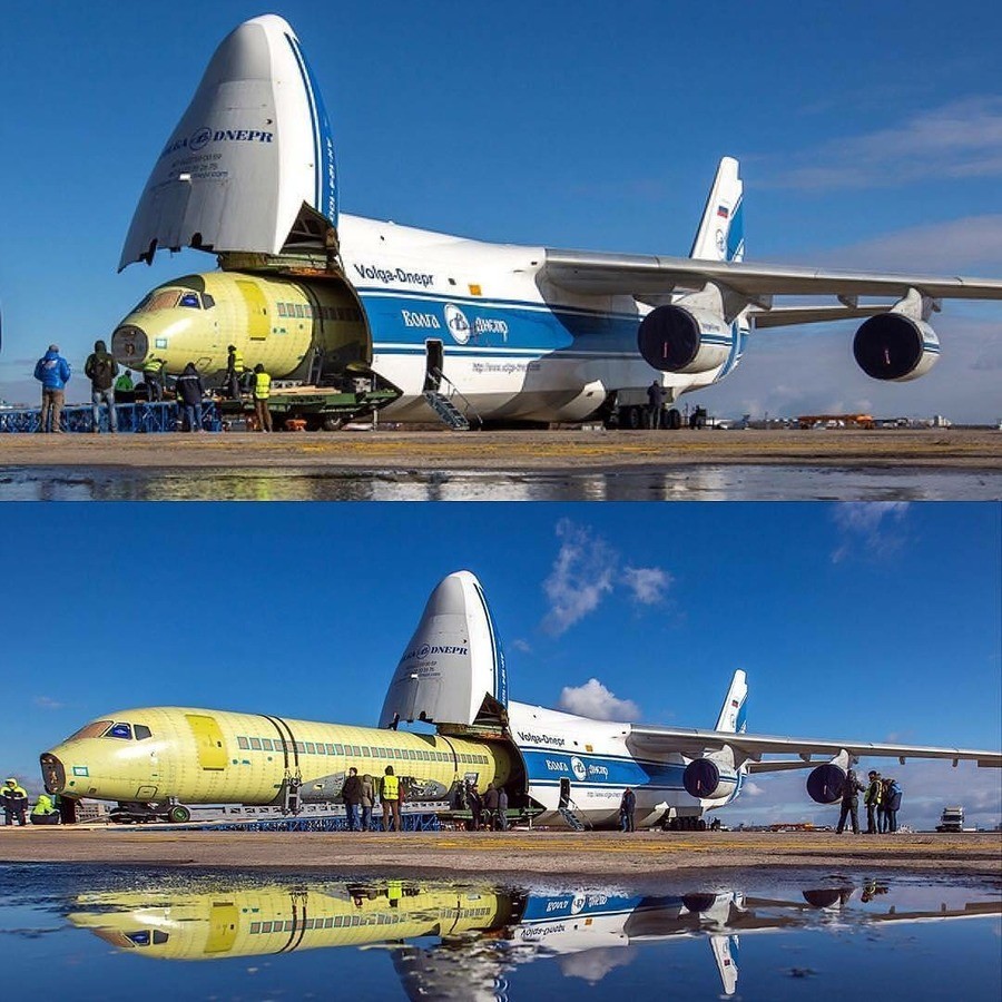 how planes are born. .. Antonov 124 is just so silly. It's got a few feet larger span and cargo compartment than a C-5, but they're all so.... old inside. C-5's have been updated time 