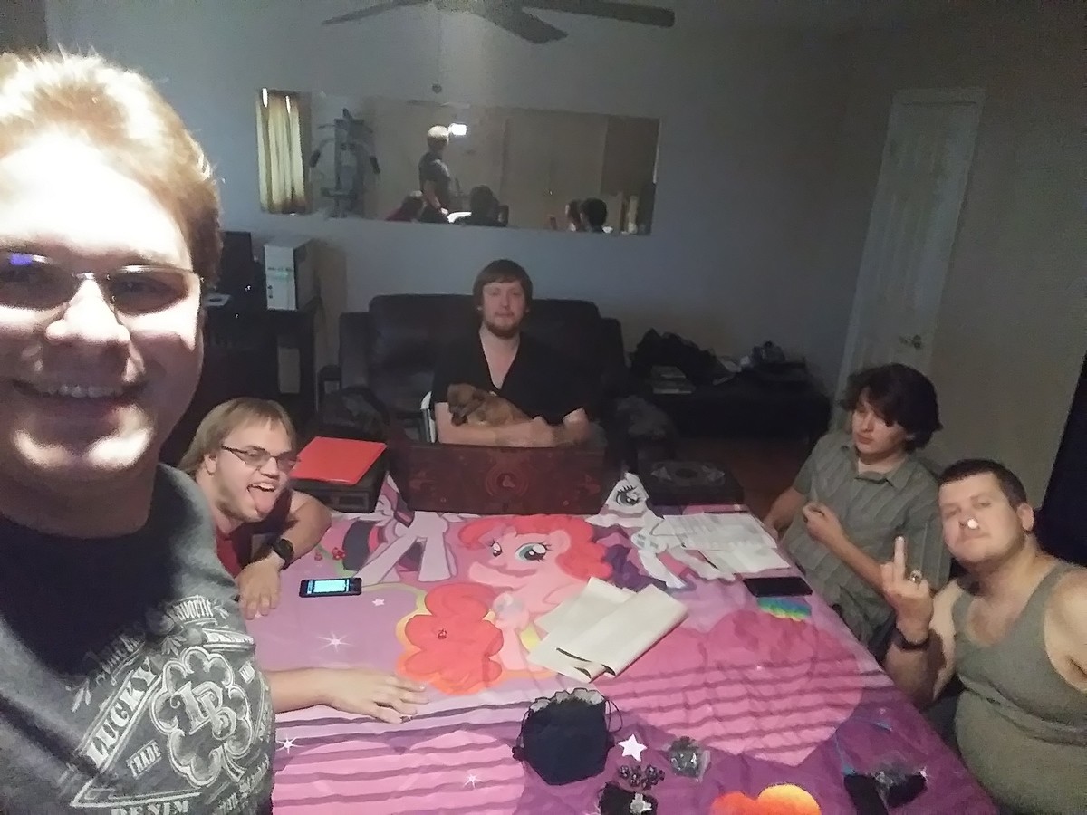 How real men play dnd. Blame the middle finger dude, his house his rules.. I bet it smells like cum and disappointment in there.