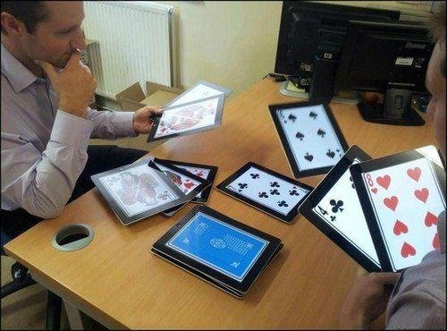 How rich people play cards. .. It would be so easy to cheat though... Just swipe until you find the card you need....