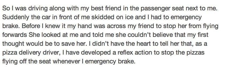 How Sweet. Source: joshlol. So I was driving along with my best friend in the passenger seat next to me Suddenly the car in frint of me skidded on ice and I had