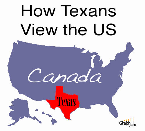 How Texans see the United States. Found it on the internet and thought I would share. As a Texan, I approve of this message.. How Texans View the US. &quot;Look, Patrick! I'm Texas! Duhee, howdy y'all! Howdy y'all!&quot;