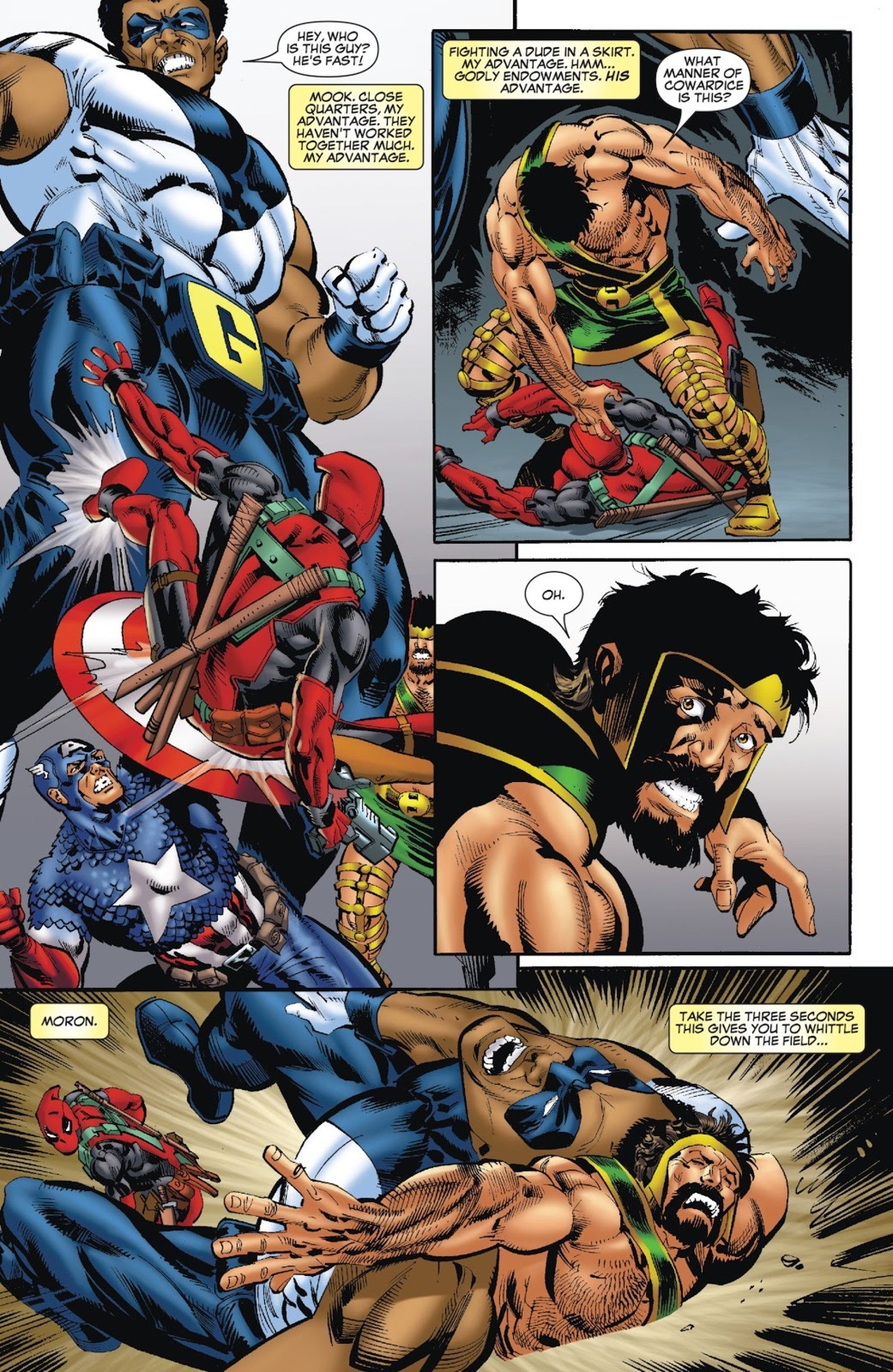 How to beat Deadpool. Source: .. Oh yeah, I remember this run. He and Cable had a major falling out when Cable had his &quot;I am from the future, so I know better and I'm going to fix everythi