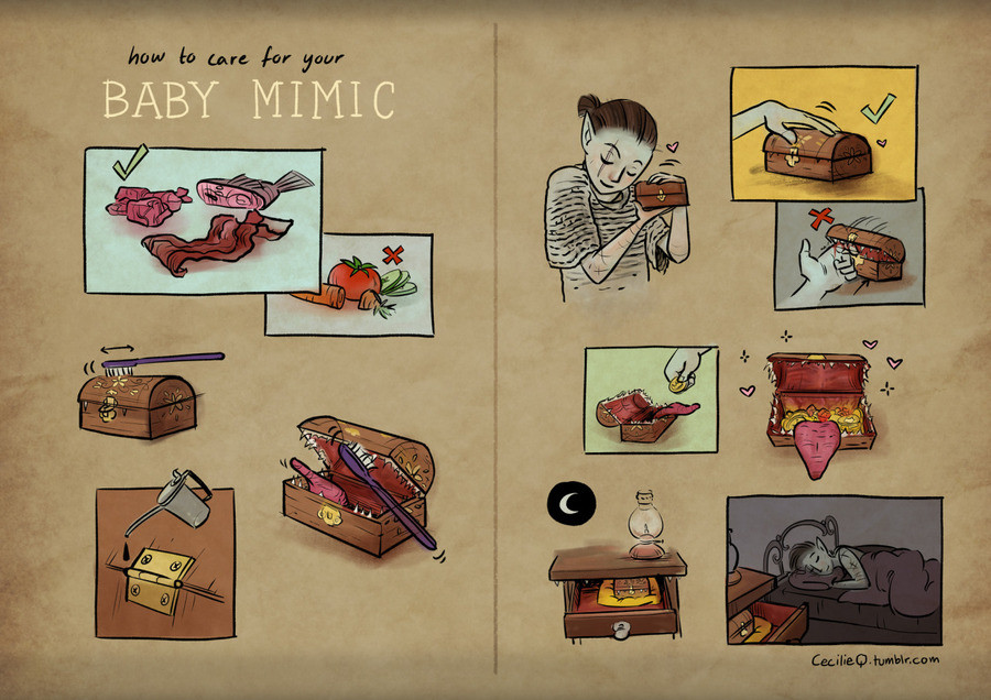 How to care for your baby mimic. source is .. You know what? Screw the consequences, I want one.
