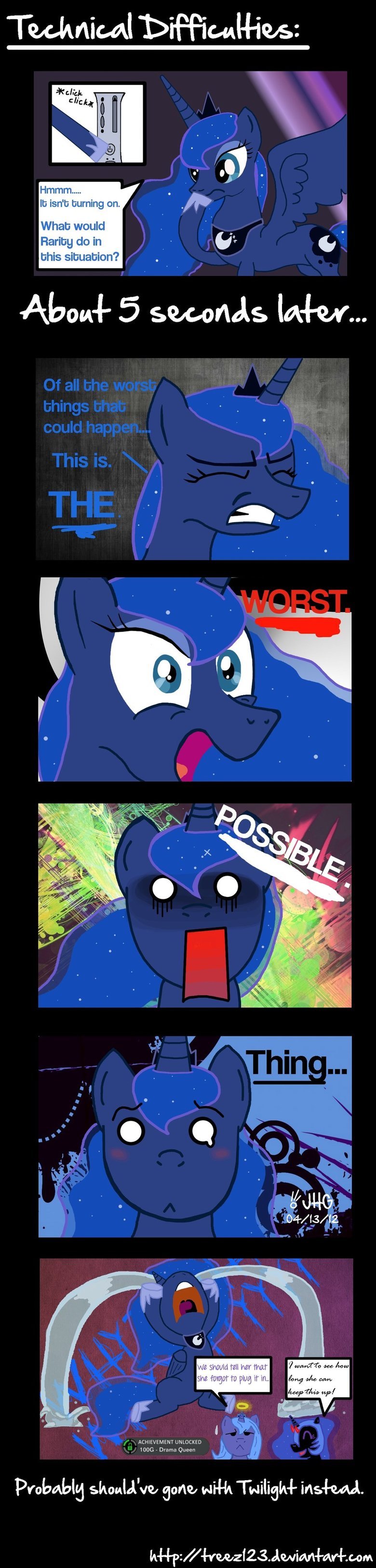 How we all react.. Even ponies act the same way we do when our computers don't work.. Technical t: ? : E isn' t burning on. What would Rarity do in this situati