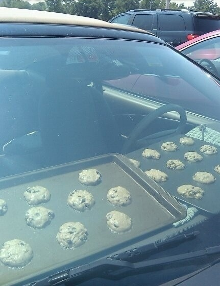 How we bake Cookies in Arizona. .. cookies after work and the inside of your car smells like delicious cookies, a win win.