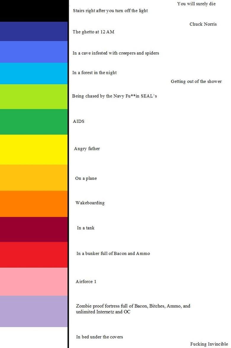 How safe things are. 100% OC. You will surely die Stairs right after you torn off the light Chuck Norris The ghetto at 12 AM In a cave infesting with creepers a