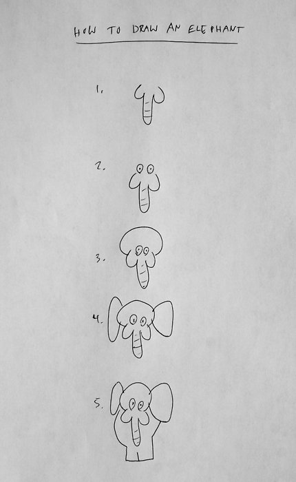 How to draw an elephant. Dunno if it's a repost. Sorry if it is.&lt;br /&gt; The pic made me smile... lol penis
