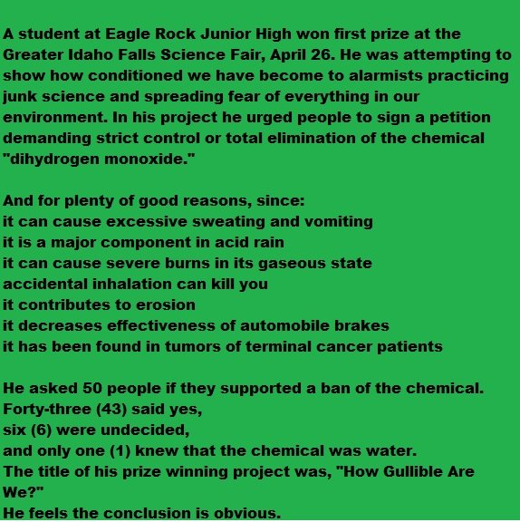 How water became toxic. Explains itself... Hope it's OC found it earlier today and had to reupload it. Spreading the funny!. A student at Eagle Rock Junior High