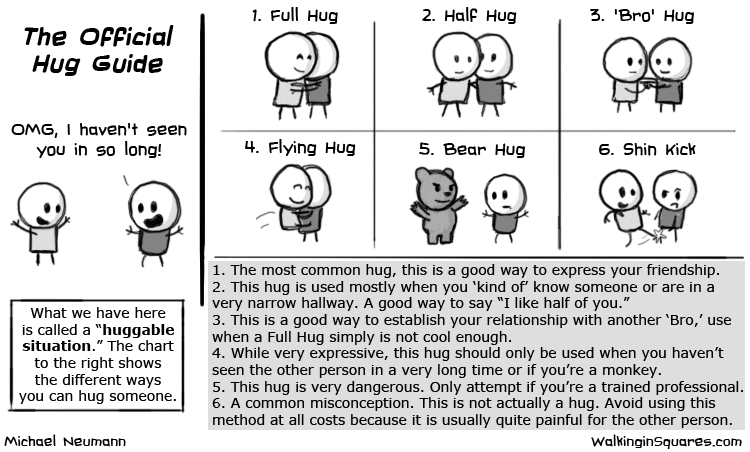 Hug Guide. . h Full Hug it Halt? Hug The Hug Guide EMS, 1 haven' t seen we in are lend! What we have here is called a "huggable situation J' The chart 1. The me