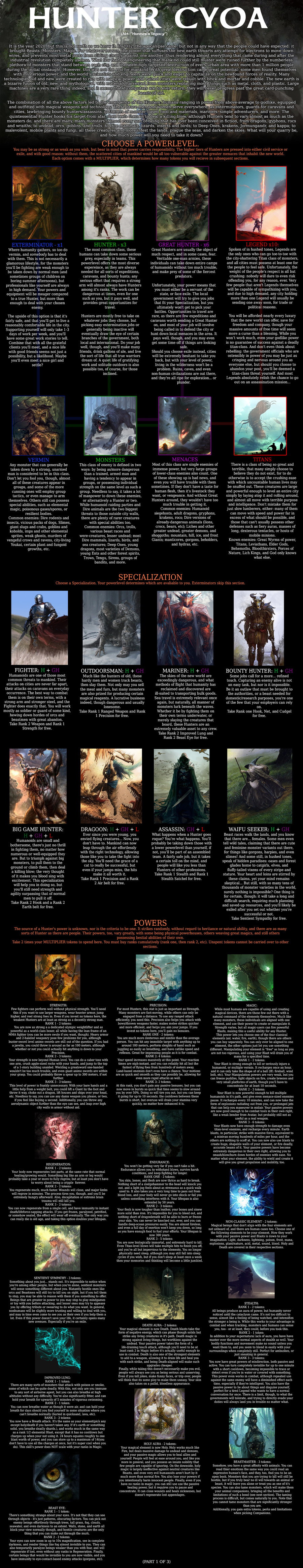 Hunters Legacy CYOA. .. A repost, but of a classic