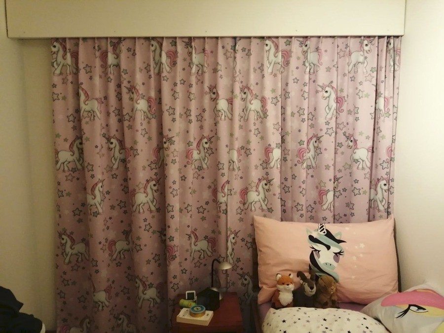 I got new curtains!. And yes, of course they're mine. They go great with the unicorn bedsheets and the fluttershy dakimakura. Call me cringe as much as you like