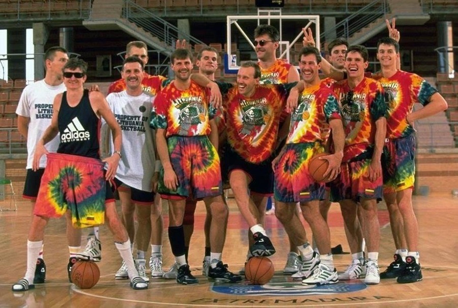 I remember this!. The Lithuanian national basketball team poses for a photo during the 92 Olympics in Barcelona. Due to the turbulence after leaving the Soviet 