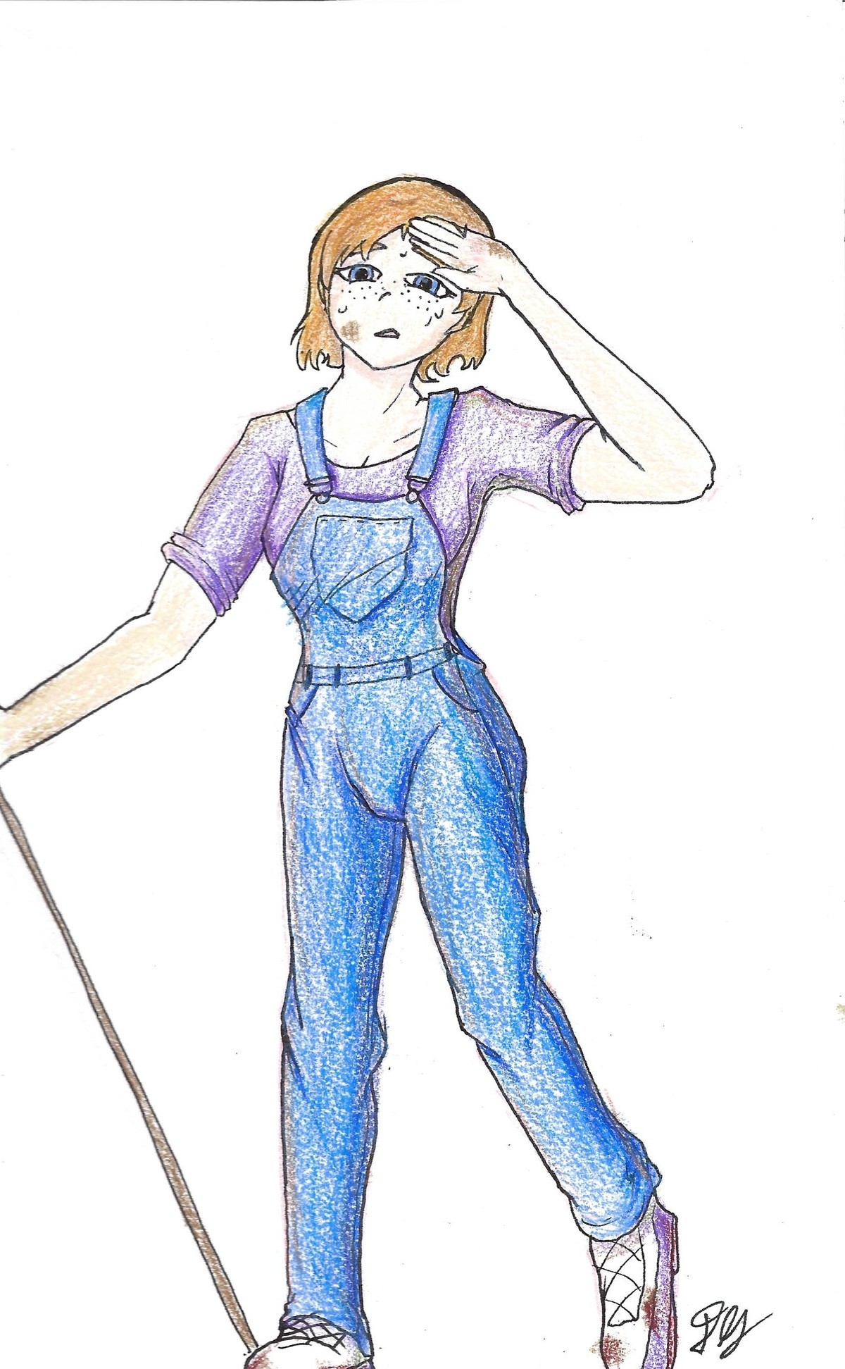 Jade in farmers clothes-colored. Decide to go ahead and around with colored pencils since its been a minute. join list: DaringDoodles (51 subs)Mention Clicks: 4
