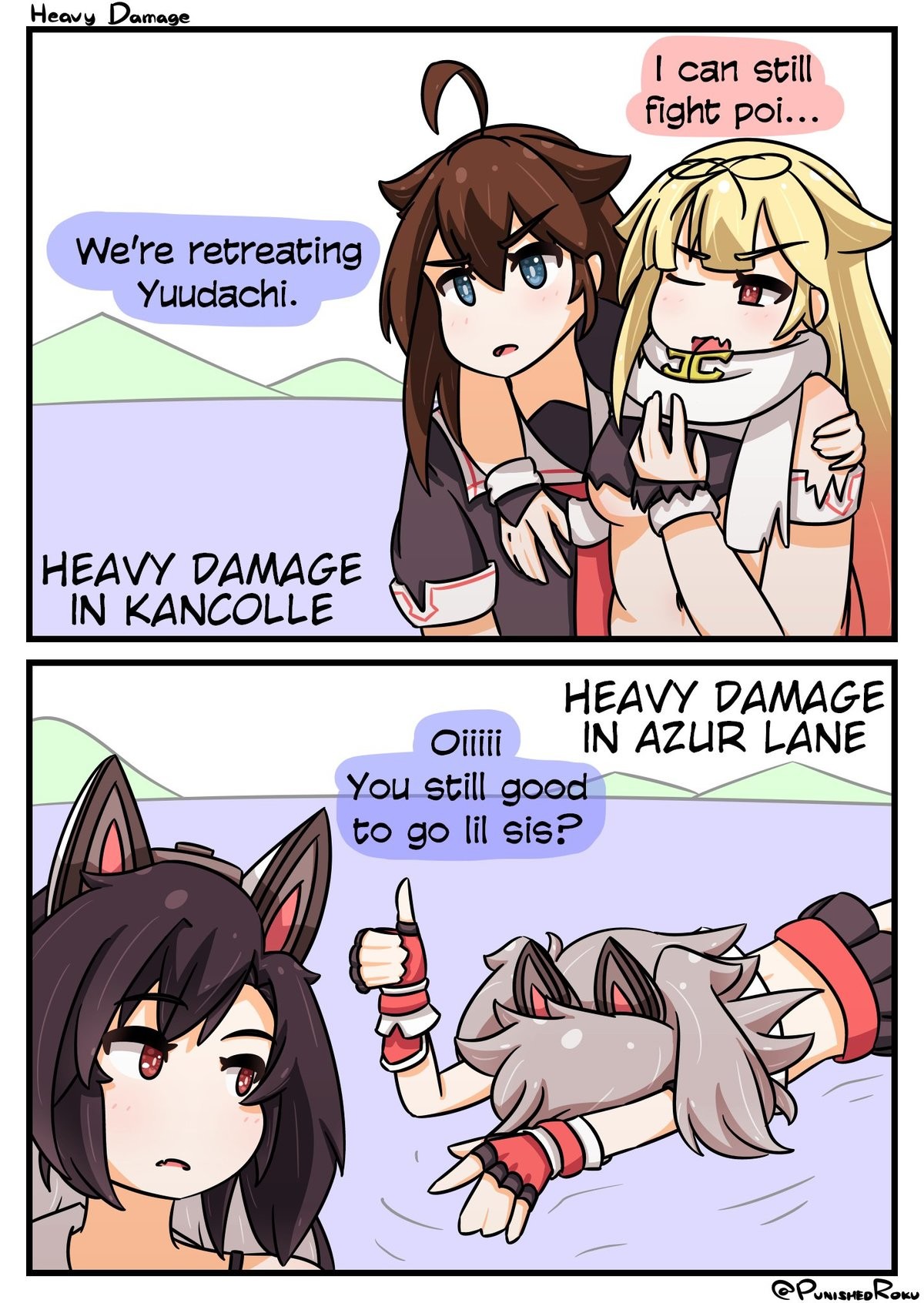 KanColle vs Azur Lane - Heavy Damage. Source join list: CuteBoatStuff (212 subs)Mention History join list:. If she can poi she can fight join list: KantaiCollectionMention History