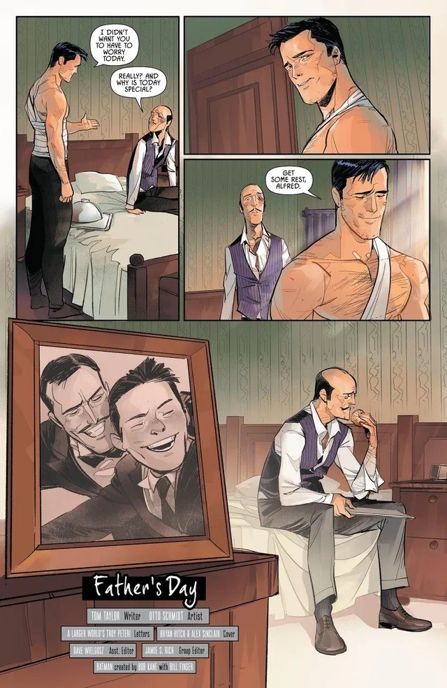 keyed Salmon. .. Alfred was a bro, it sucks hes currently dead because DC can’t think of a way to make sales besides killing off characters