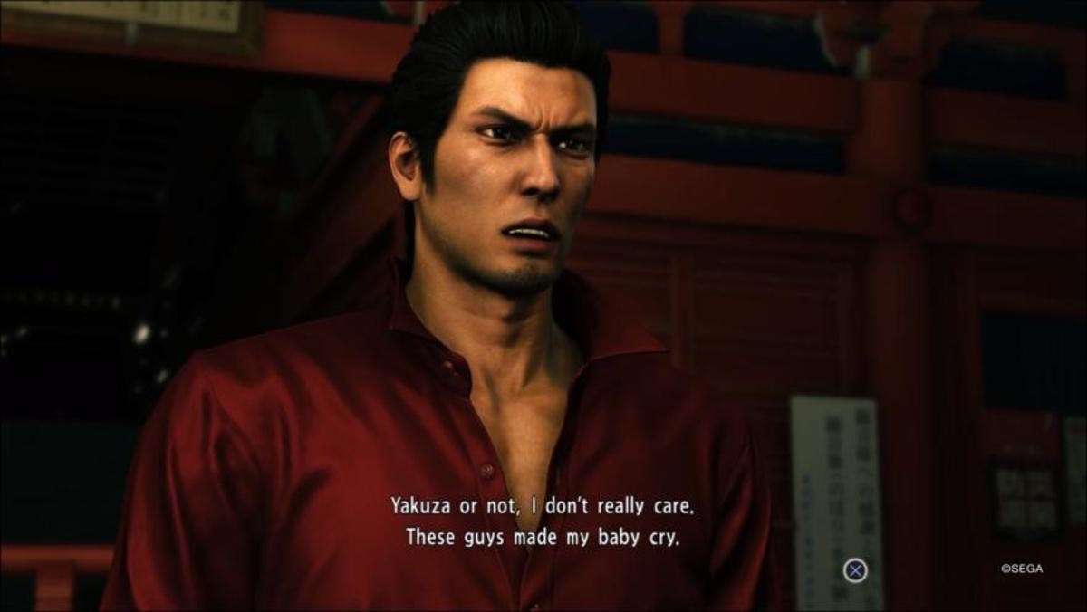 Kiryu still doing his thing in Yakuza 6. Still fighting people And acting like a dork. There is no inbetween.. Kiryu, Dante, Leon. What is with Japan and badasses who dont know what sex is?