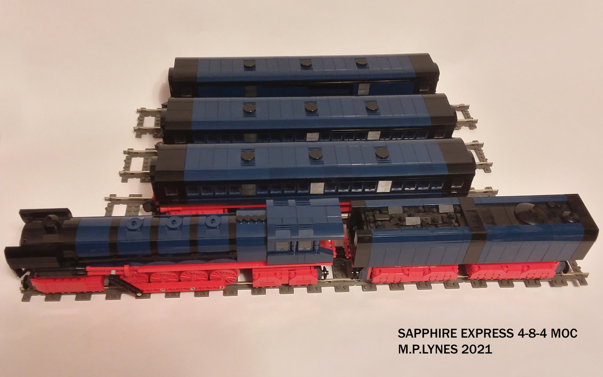 Lego Sapphire Express 4-8-4 Update LDD Download. The Sapphire Express 4-8-4 is now complete with its own Baggage Car. You can freely download the Zip file with 
