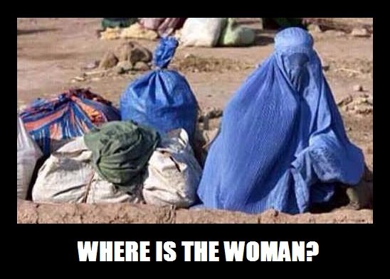 Let's play the guessing game!. It's funny, cause she's wearing a Burka!.