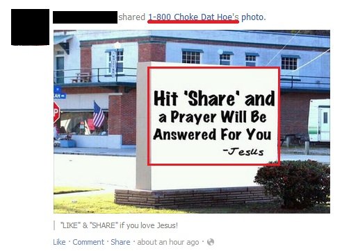 Makes Sense. This post isn't ironic at all. (Saw on my newsfeed). a Prayer will Be Answered Fer he THE: LIKE" e 'SHARE" if you love Jesus! Like . Comment . Shar