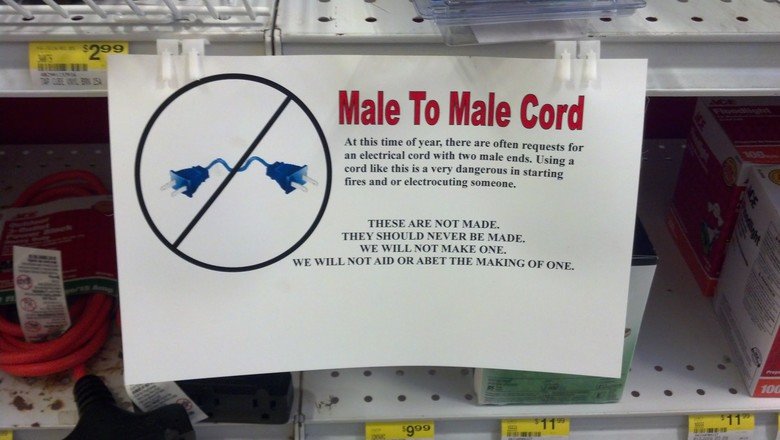 Male to Male. Source: imgur subscribe for more. Male To Male Cord At this time of year, there are often requests for an electrical cord with two male ends. Usin