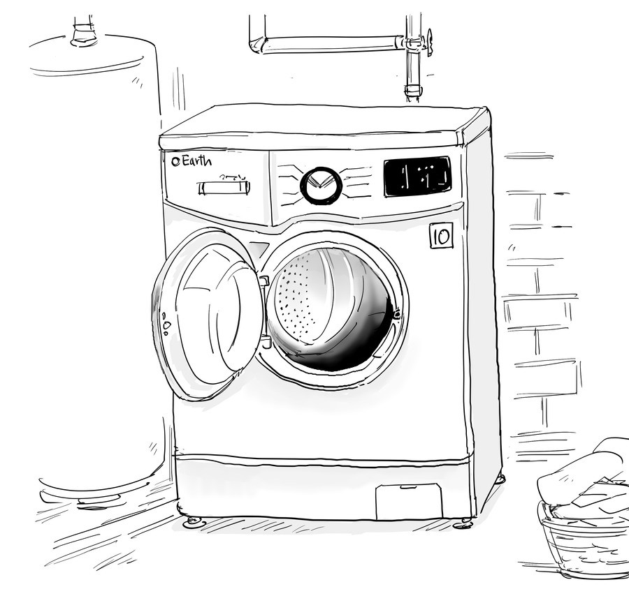 Mass Effect crew learning about washing machines. .. Ah poor Wrex, he is the last person that needs more screwing.