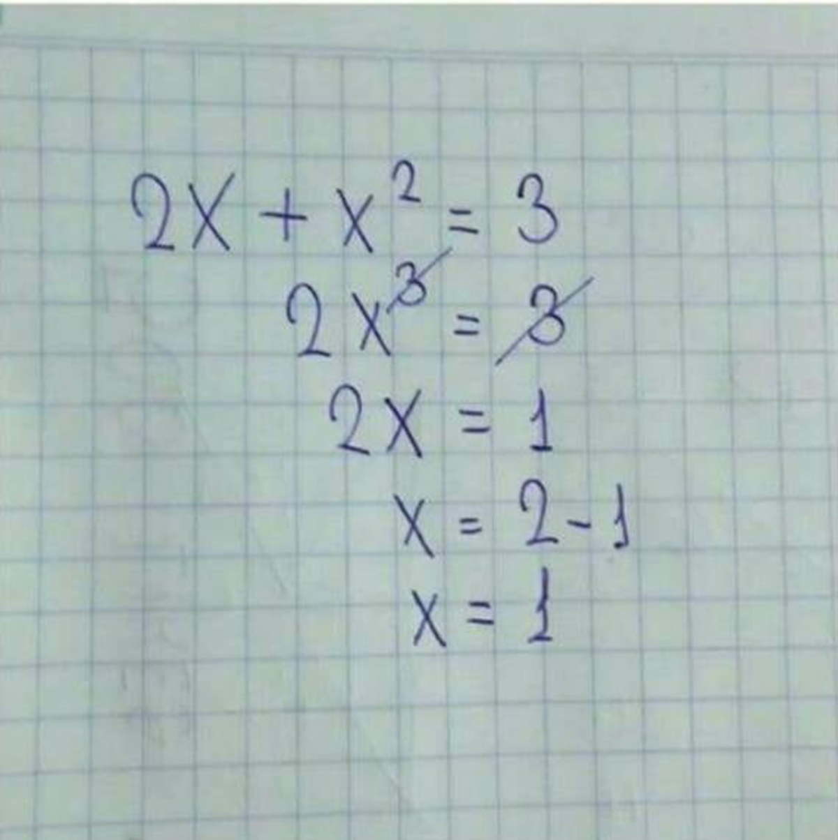 Math. .. The sad thing is the person still got one of the two correct answers, some how. 1 and or -3 are correct