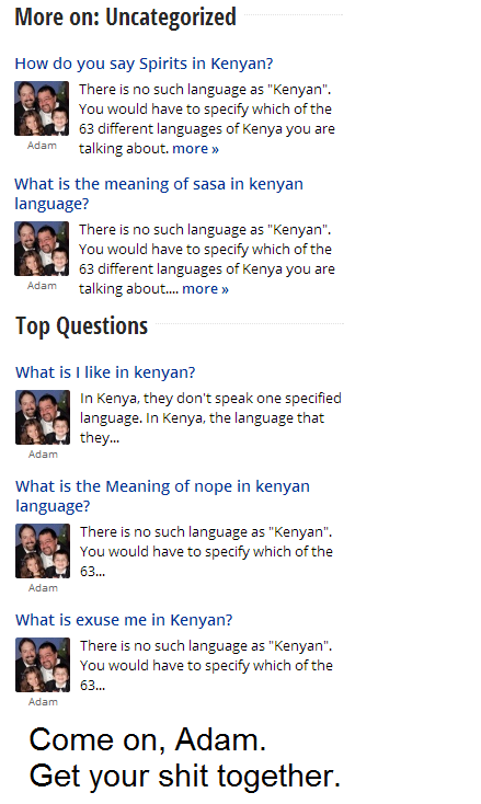 Meanwhile on WikiAnswers…