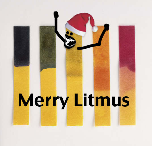 Merry Litmus!. .. Those are pH papers. Litmus paper doesn't have that wide of a range of colors.