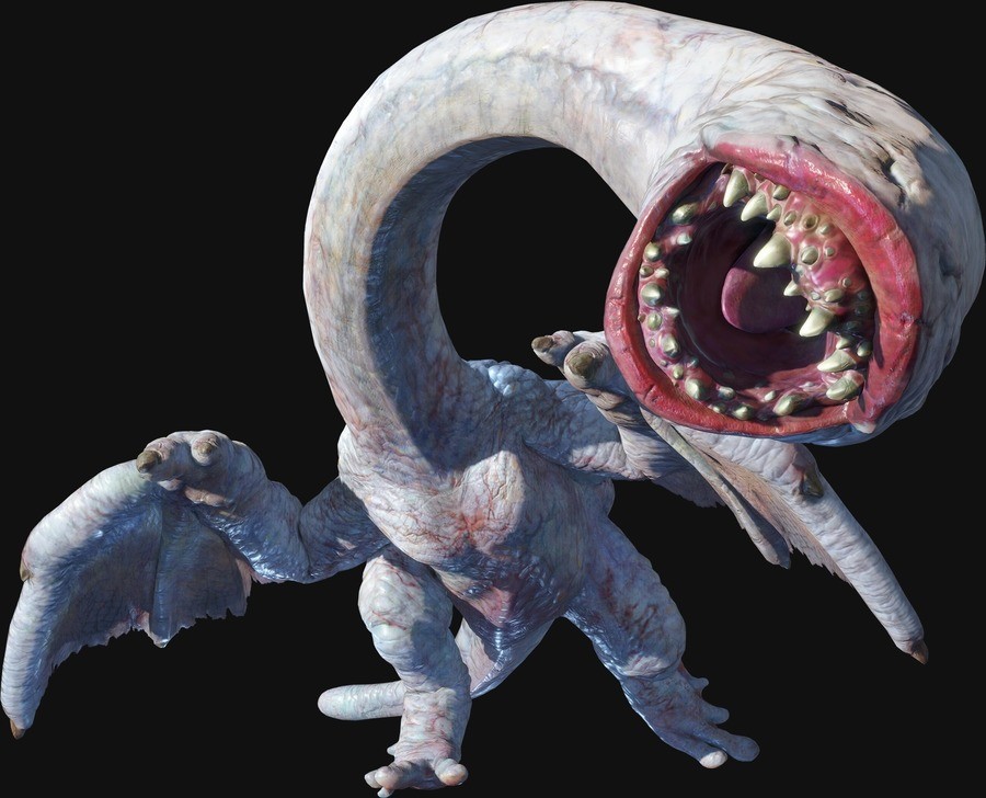 Monster Monday - Khezu. Soft snarls rolled between rows of fangs as the khezu prowled across the ceiling of the damp cavern, breathing in deep of the new scents