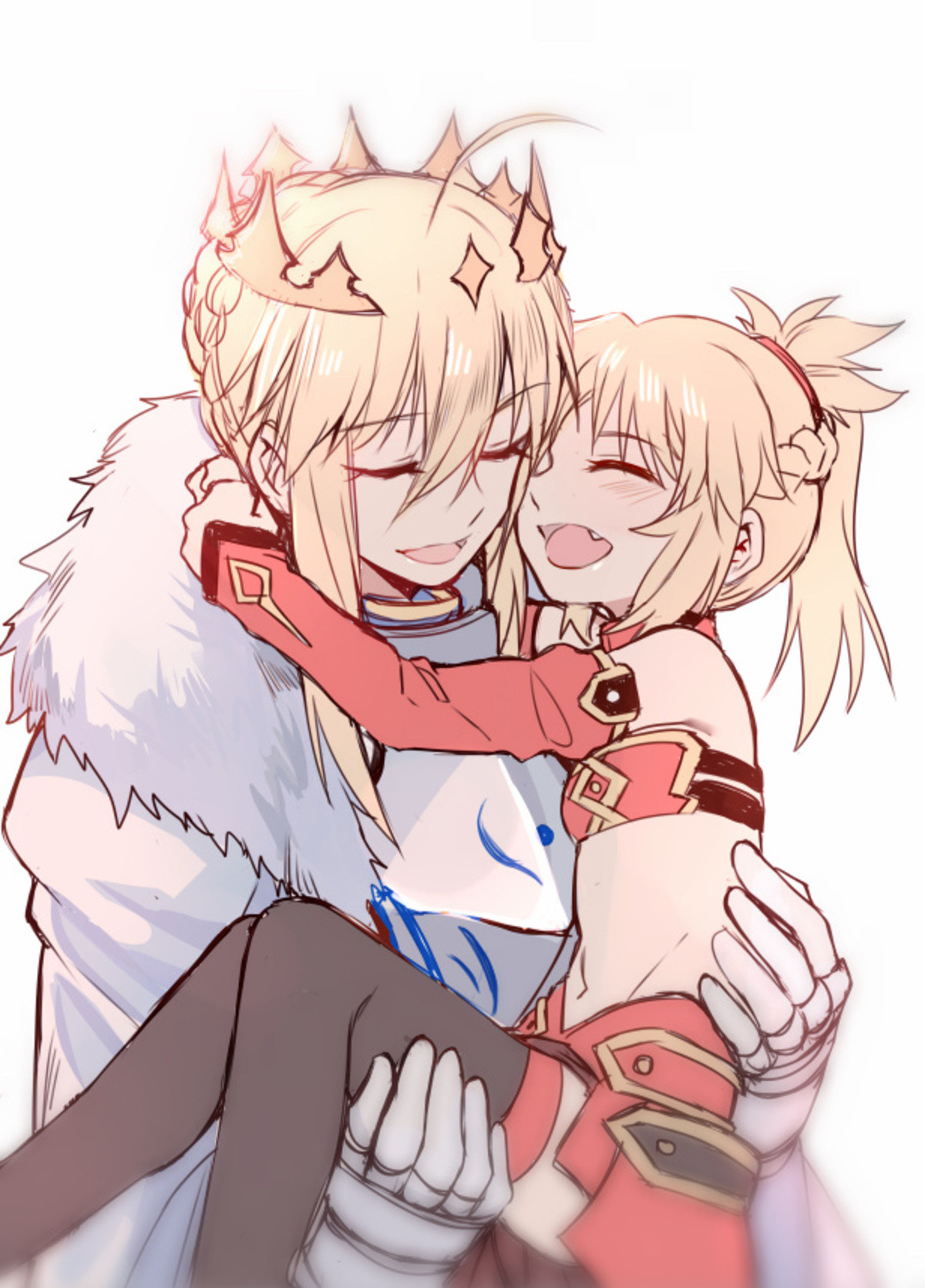 Mordred and Arthur (Cuteness Overload). .. Actual Arthur always seem to be kinder to Mordred than Arturia, is there any reason why that is?