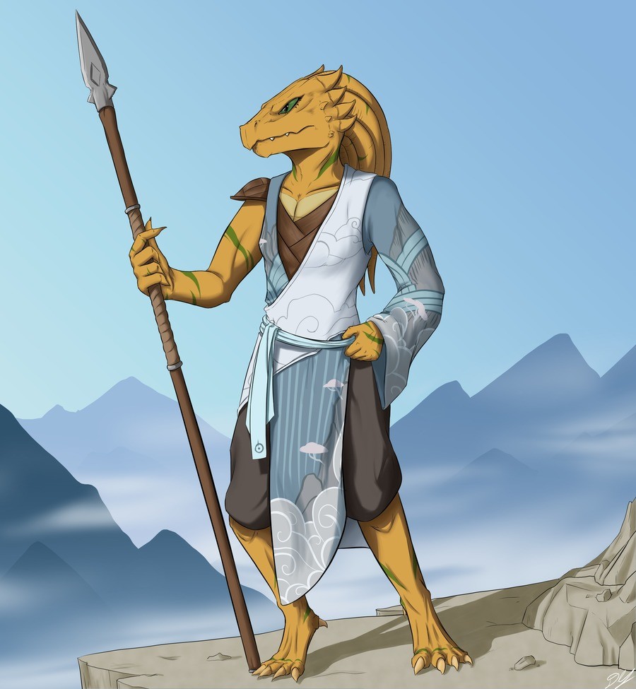 my dragonborn monk. So my character got genderbent as the end of last weeks session, so i spent about 5 days working on drawing a more feminine version of him n