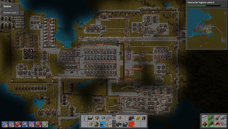 My Factory. An overview of my main factory. Smelters in the middle just south of the railroad. Power supply to the west. Rocket and science between them. Oil pr