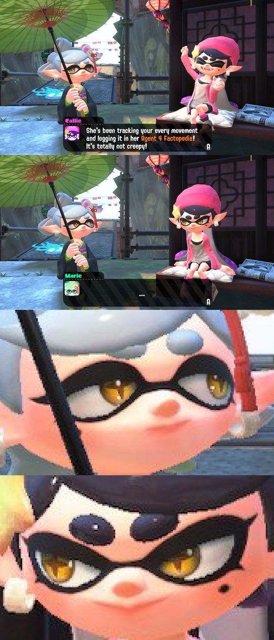 Not Creepy. .. Callie is honestly super bro for this, I'd like to fill her up until her black ink turns white like Marie.