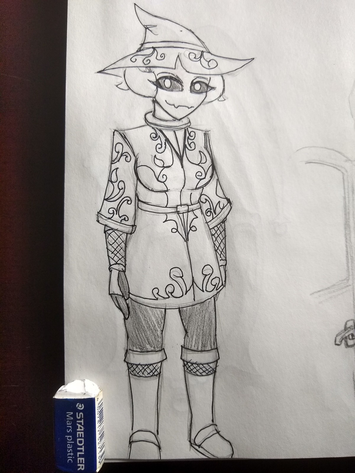 OC Art, a fresh sketch comp. It's the wizard Demorian (finally decided on a name change) girl, with her stylish as tunic. Neko socks demon princess Dena, the de