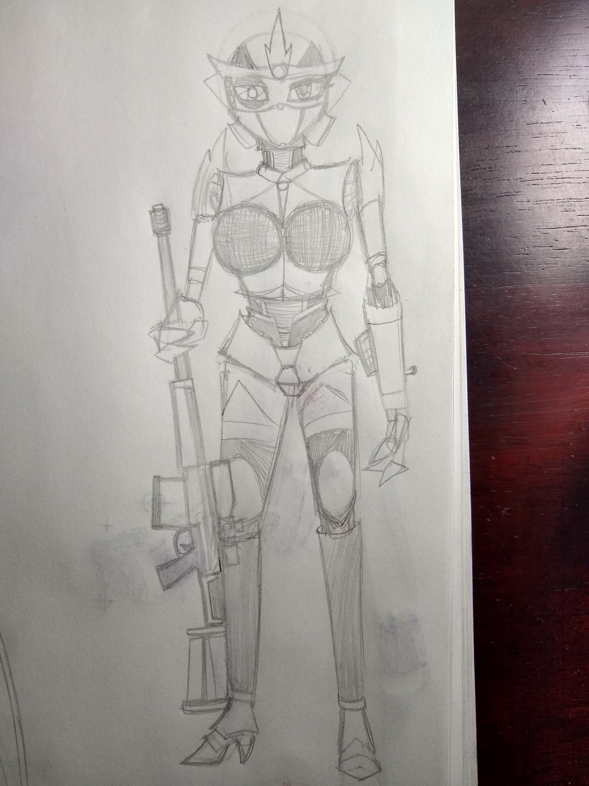 OC Art, It's sketch for like the 4th time. Light assassin Borg, for when a particularly bothersome human refuses enhancement and is a threat to others. She move