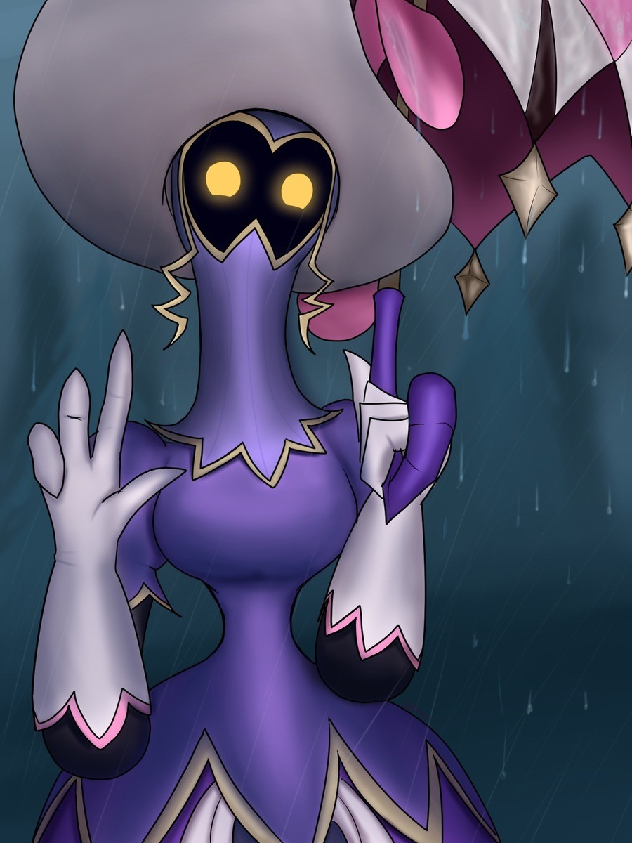 OC Art, Parasol In The Rain. Your walking down a muddy trail in the pouring rain. You're soaked and cold. As you turn a corner however, a large figure catches y
