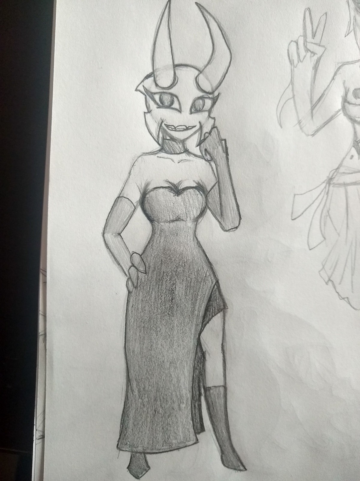 OC Art, Sketches | sehctekS. Cute Authority in a black satin dress. This Alaquarian has a mouth fixation and bites her tail a lot. Marble haired Magisin. I thin
