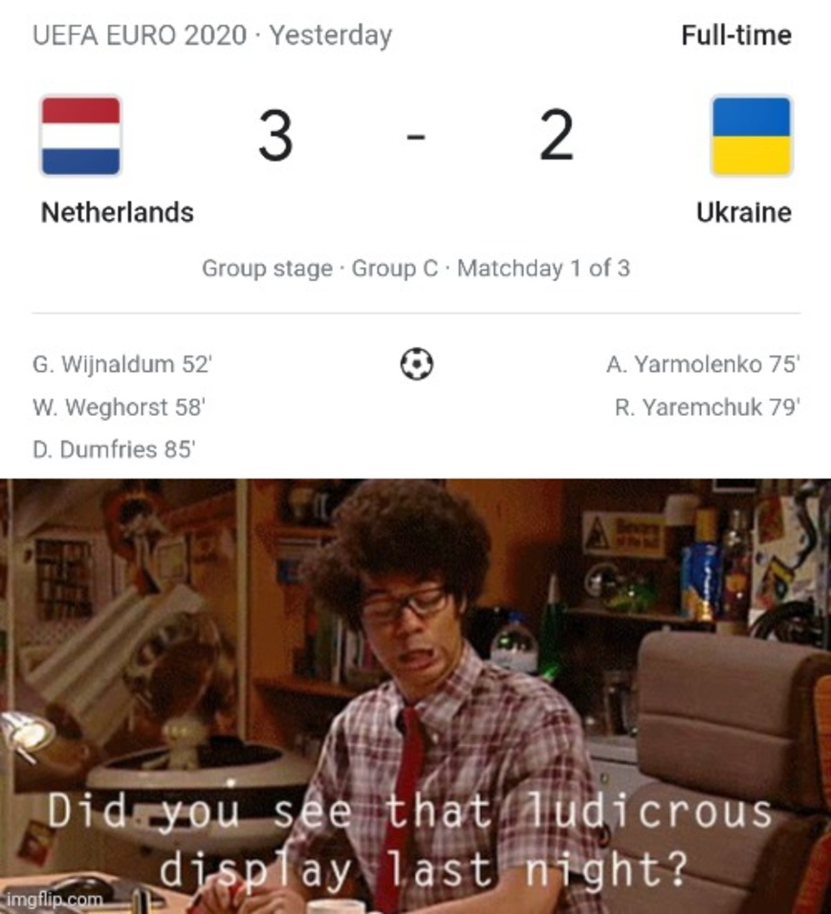 Orange Men Good. I'm a big fan of the Netherlands after that game. Who do you guys think will win the whole thing?.. Idk Netherlands cause u like them &lt;3 hope they kick the ball super hard into the net.
