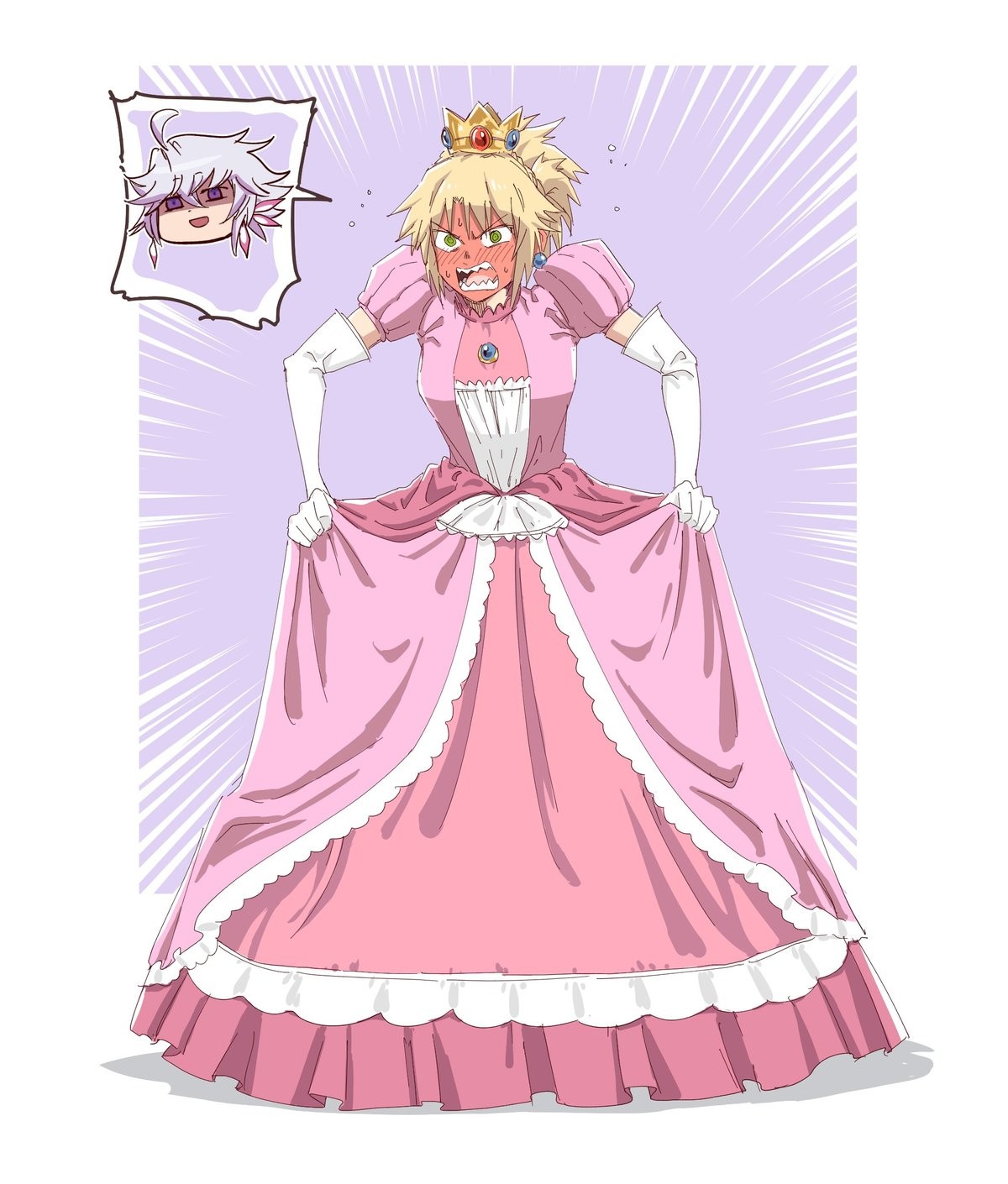 Princess Mordred. Source join list: Fate (425 subs)Mention History join list:. I can't tell if this is implying that taht's Merlin in the dress, or merlin put the crown on mordred to screw with her. I'd wager it's the latter.