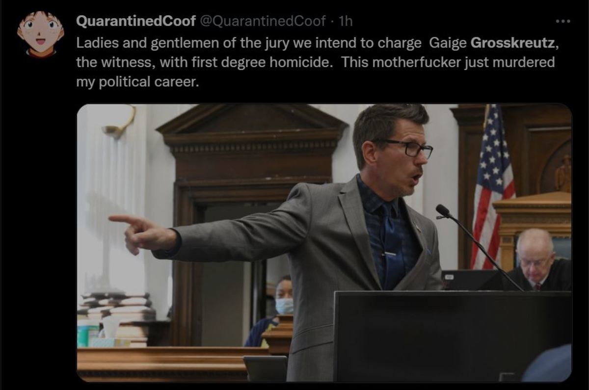 segregated Hornet. .. It's getting comical at this point. Like, the state has to be throwing this case if Kyle gets charged, it'll prove that the rule of law in the country is dead