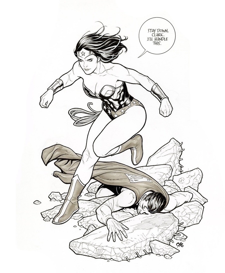 She can handle it!. Source/Artist: Frank Cho.. Isn't Darkseid like so ridiculously powerful that he can't even exist on the same plane without wiring it from existence? I'm not on the up and up on Wonder Wom