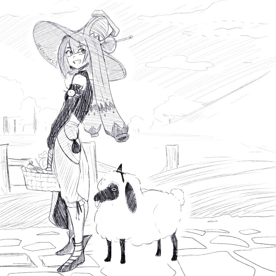 Sweater Witch. Had this idea for a witch who's ass at magic unless it's making enchanted sweaters (but those aren't the greatest either) Anyway here's a first c