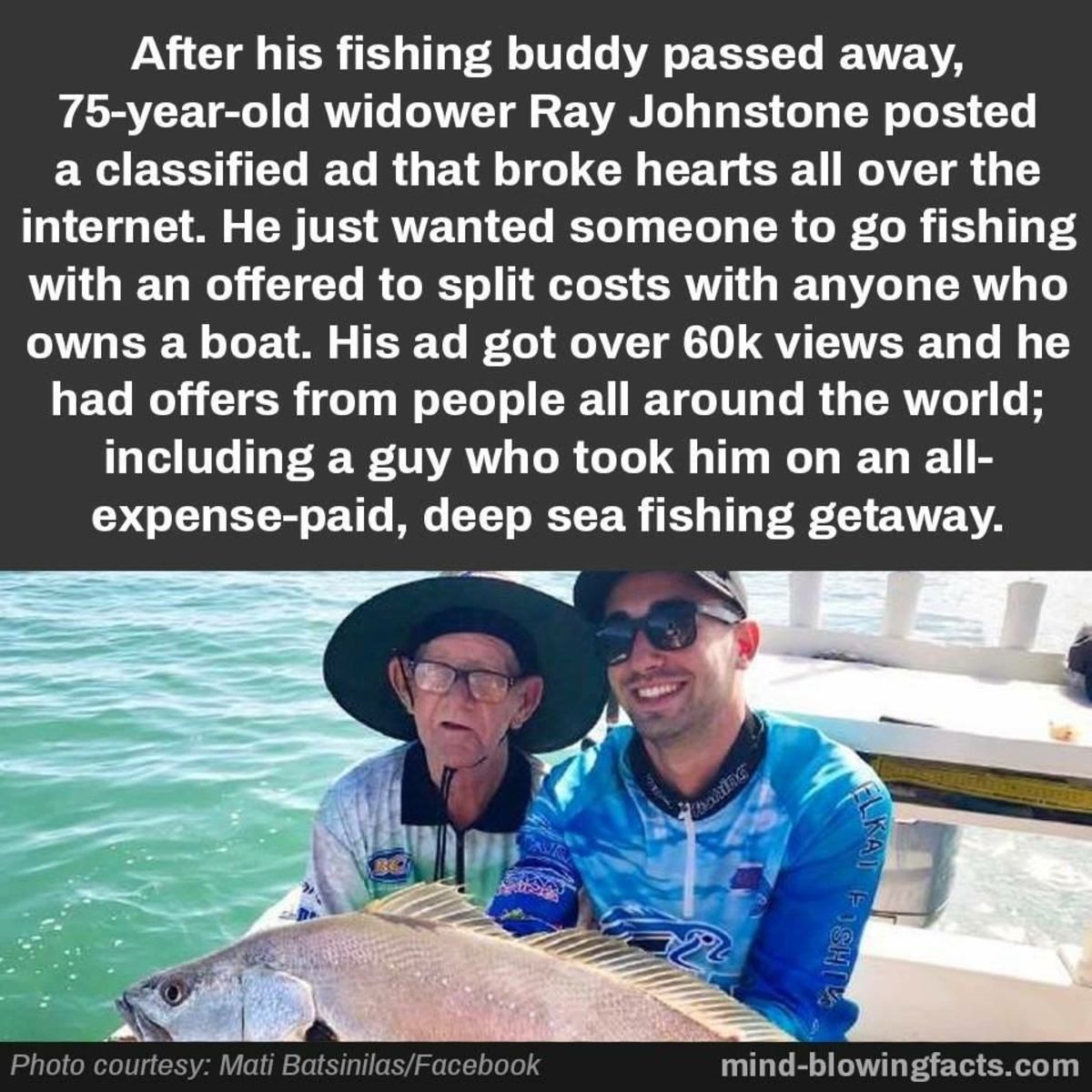 There’s still good people. Here’s the full story: www.abc.net.au/news/2017-02-07/gumtree-widower-ray-johnstone-reels-in-brisbane-fishing-buddy/8247032. After hi