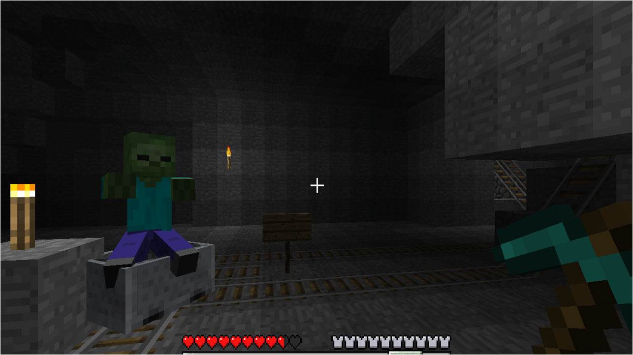 Theres a zomibe in my mine cart. .. ZOMBIE STOLE MY MINECART