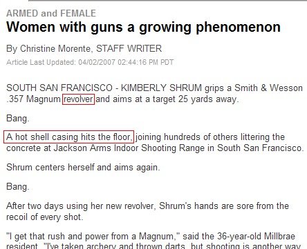 They are a bunch of Genuises those guys. . ARMED and FEMALE Women with guns a growing phenomenon By Christine Moretti, STAFF WRITER SOUTH SAN FRANCISCO - KIMBER