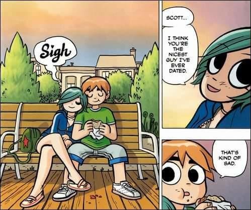 they both suck. .. love me some scott pilgrim content i need to get the colored novels but i have no money