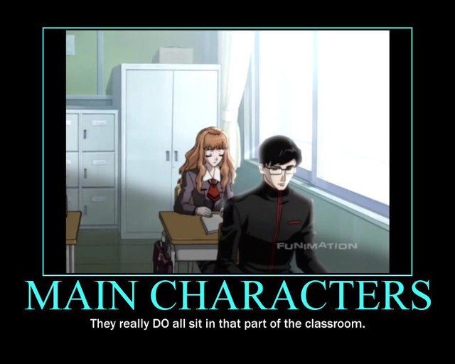 they do.... well almost always.... They really DC) all sit in that part of the classroom.. There are actual reasons for this: 1) It allows the animators to get frontal and left side views of the character without having to add in a complicated backgro