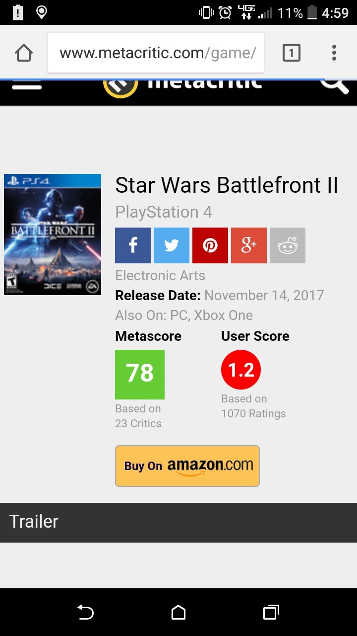 They dun goofed. . ttr / carne/ El Star Wars Battlefront II PlayStation it Electronic Arts Release Date: November 14, 2017 Also On: PC, Xbox One Metascore User 