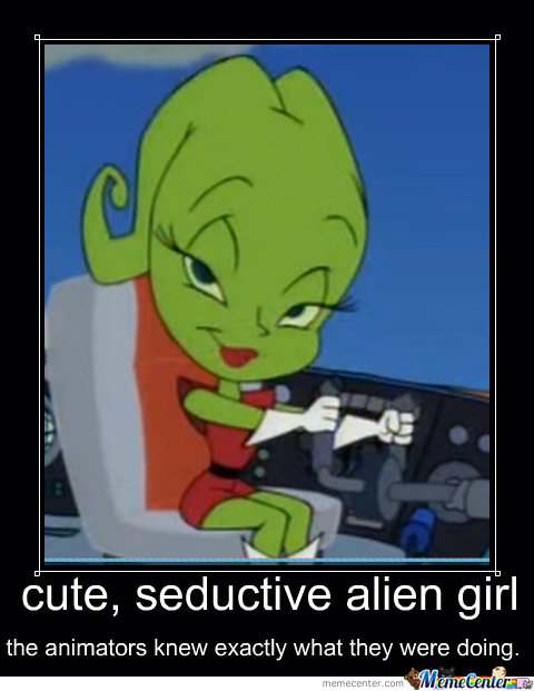 they knew. why would they animate her with lipstick?? i'm just pointing this out. :3. Ute, seductive alien girl the animators knew exactly what they were doing.