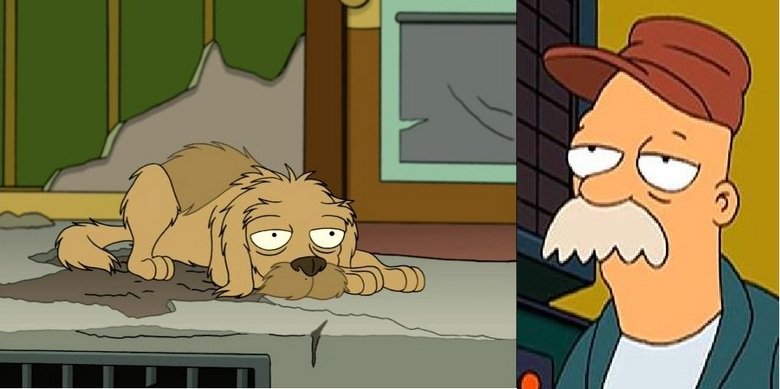 they kinda look alike. i think they kinda look alike .. So Seymour is still alive as Scruffy? Childhood has just gotten better.